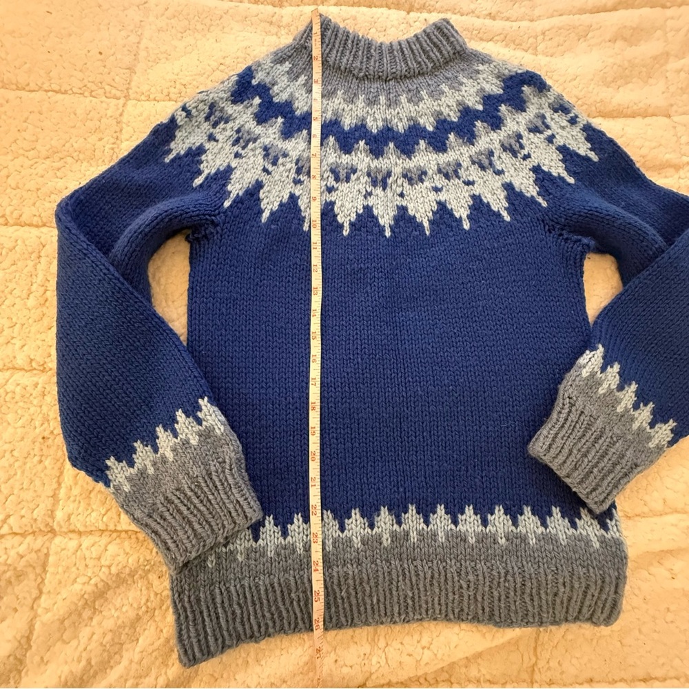 Cozy Blue and Gray Women's Sweater - Picture 5 of 5